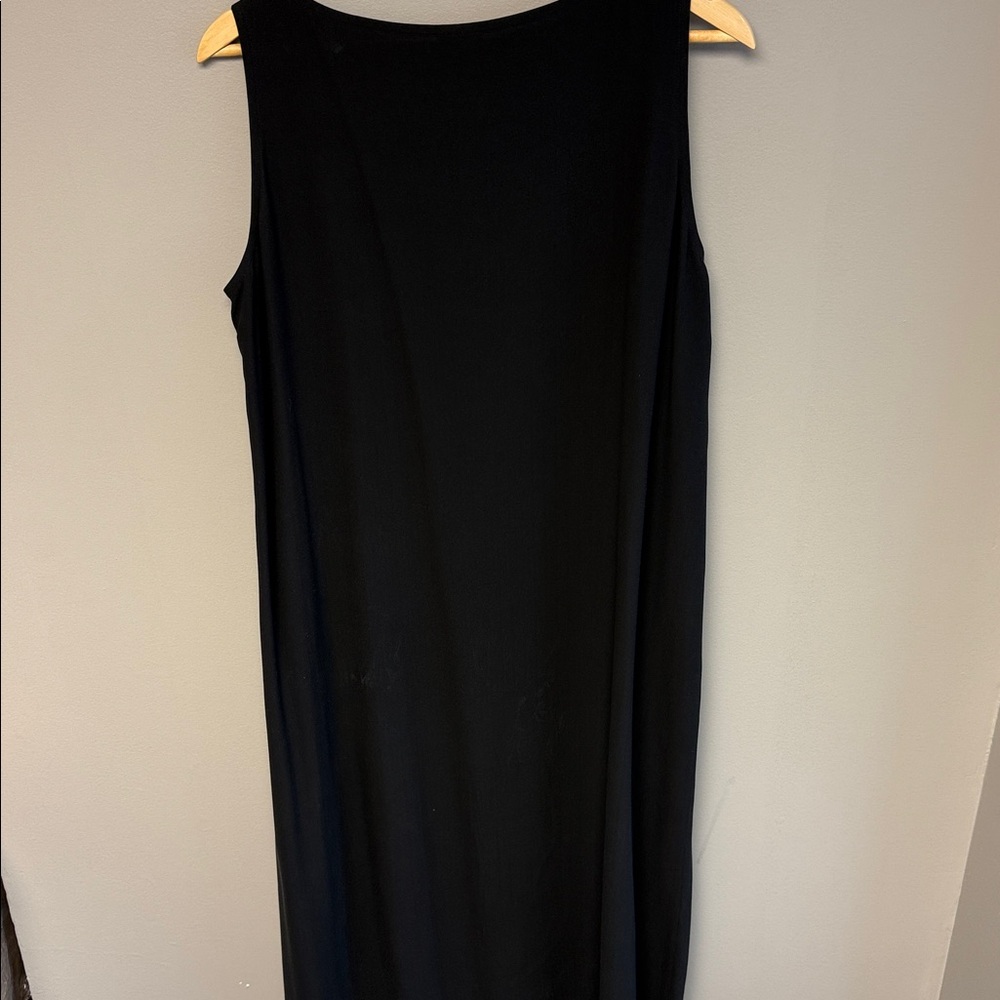 Eileen Fisher Petite PL Black Sleeveless Maxi Dress Minimalist - Picture 4 of 5